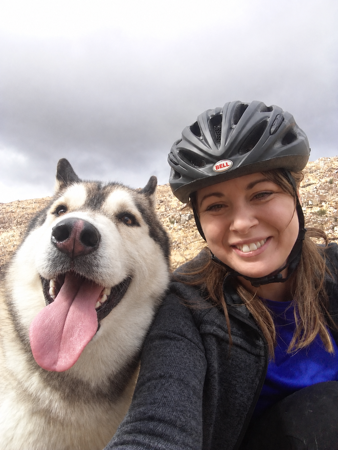 Clare with Kaiser outdoors